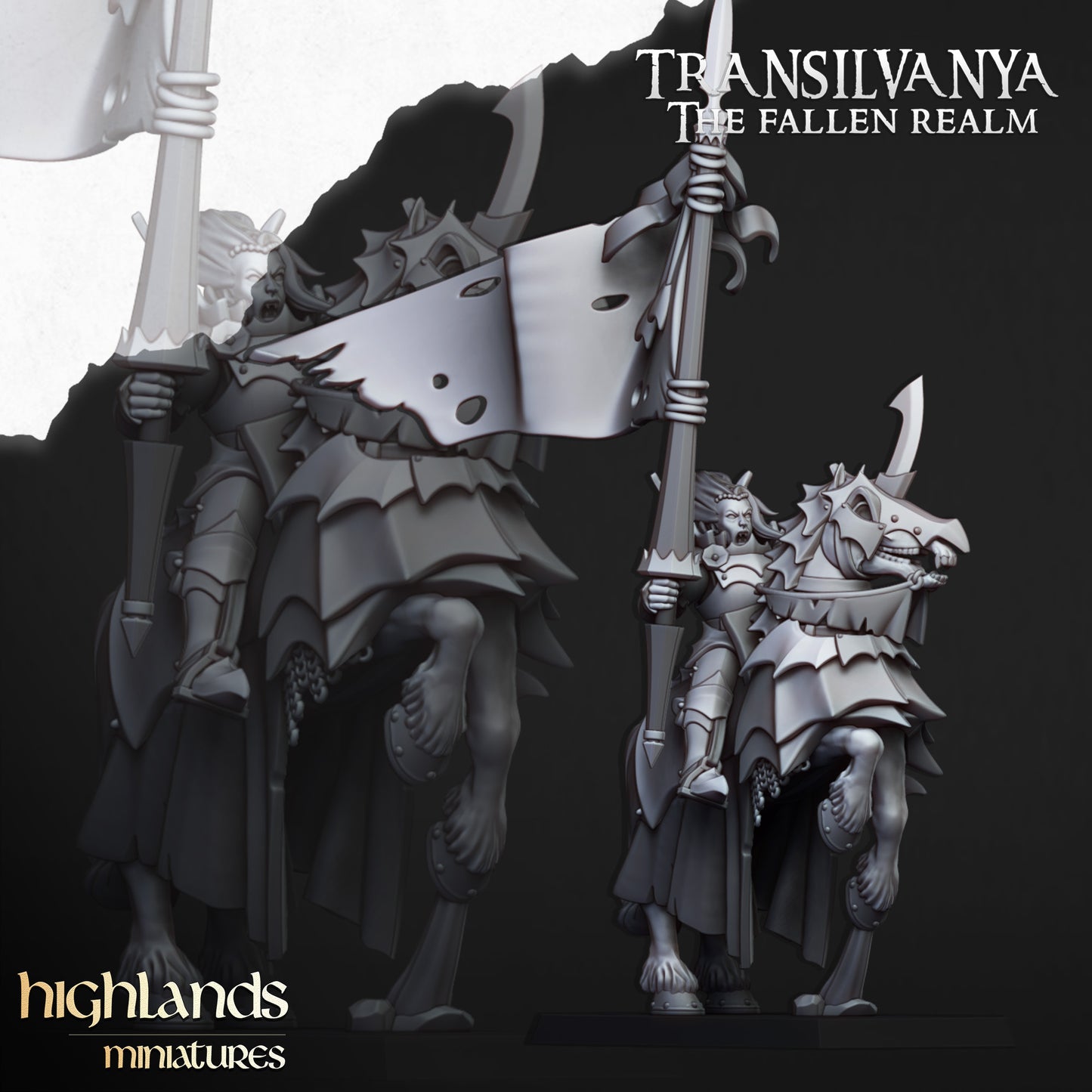 Transilvanya Vampire Knights Steeds 8x - Highlands Miniatures