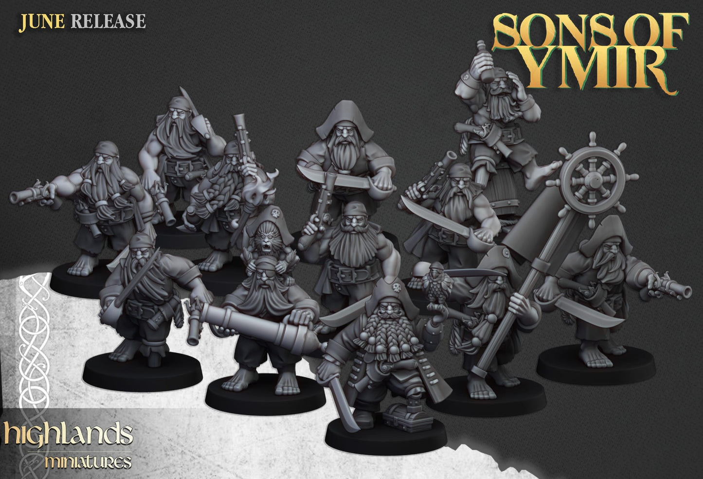 Dwarf Pirates 12x - Highlands Miniatures