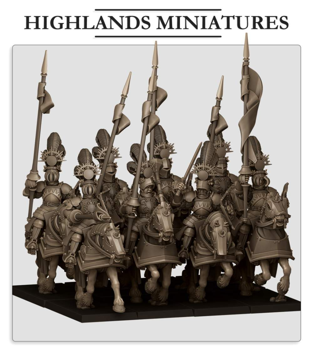 Sunland Chivalry Order Knights - Golden Flames 8x Fillers & Heroes - Highlands Miniatures