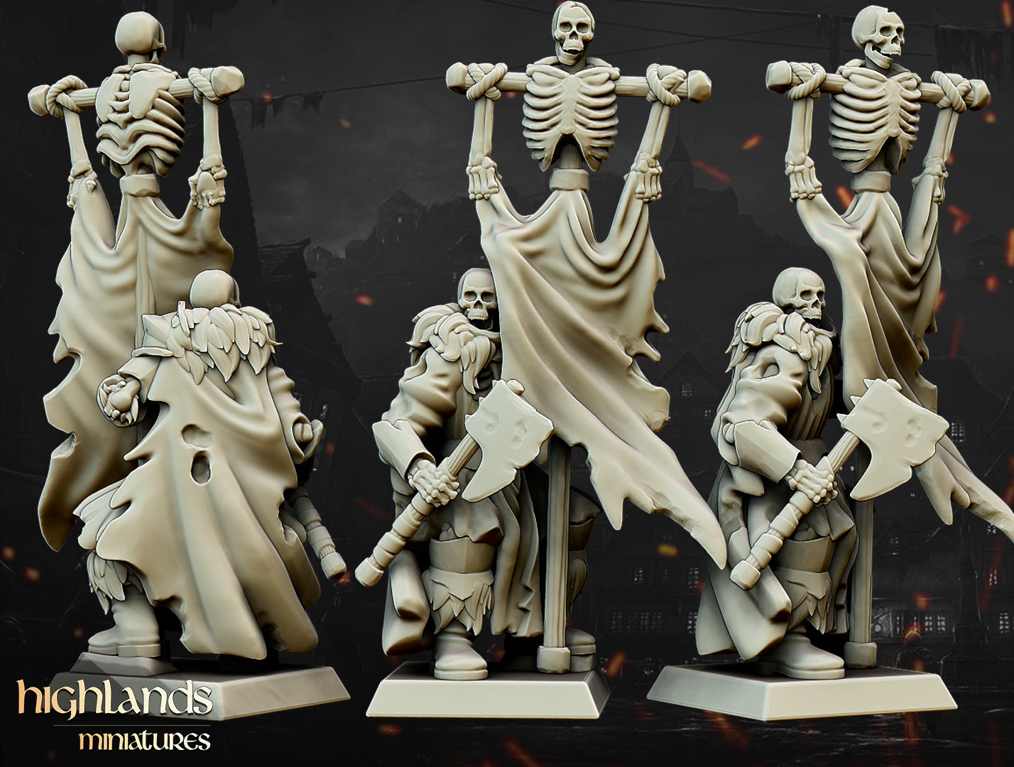 Transilvanya Undead Blackwatch Command Group unit 3x - Highlands Miniatures