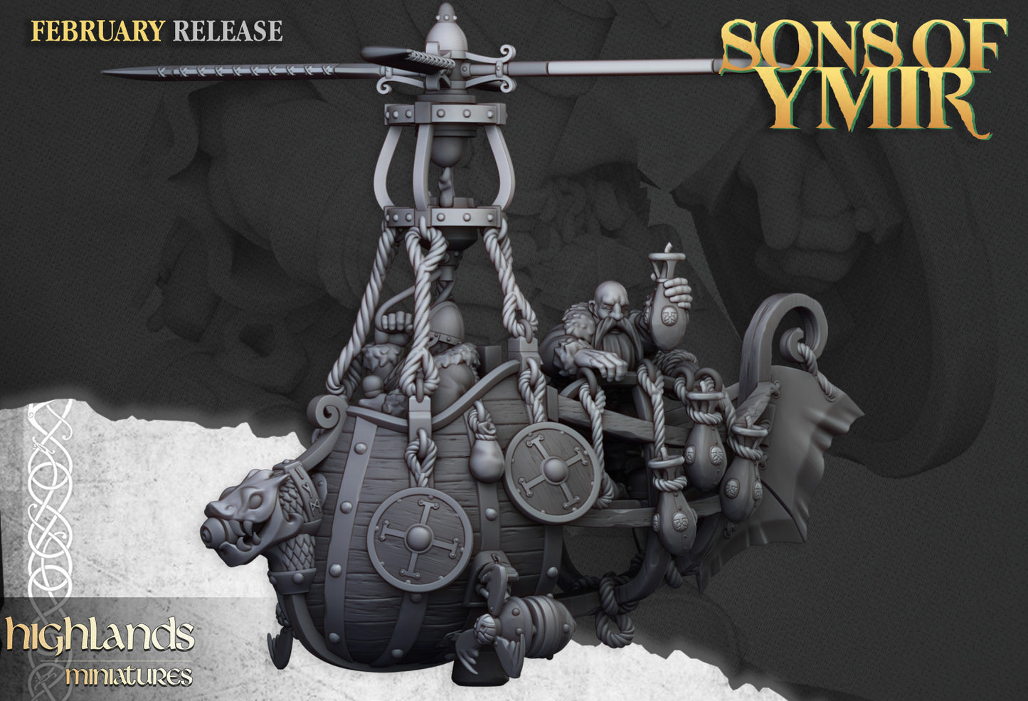 Heavy Dwarf Flying Machine bomber - Highlands Miniatures