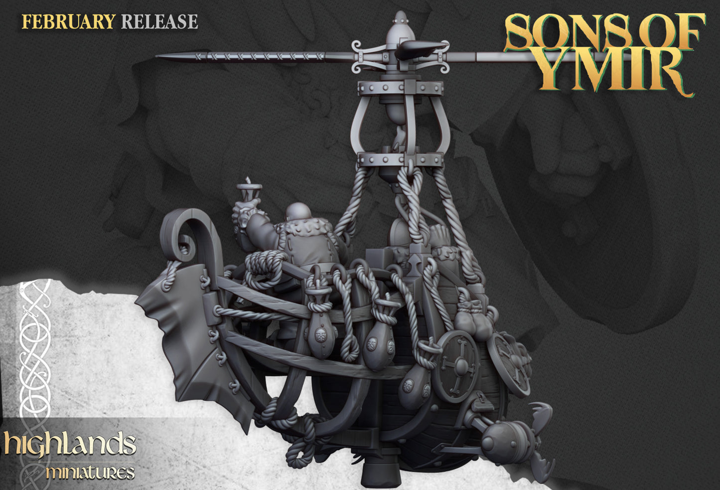 Heavy Dwarf Flying Machine bomber - Highlands Miniatures