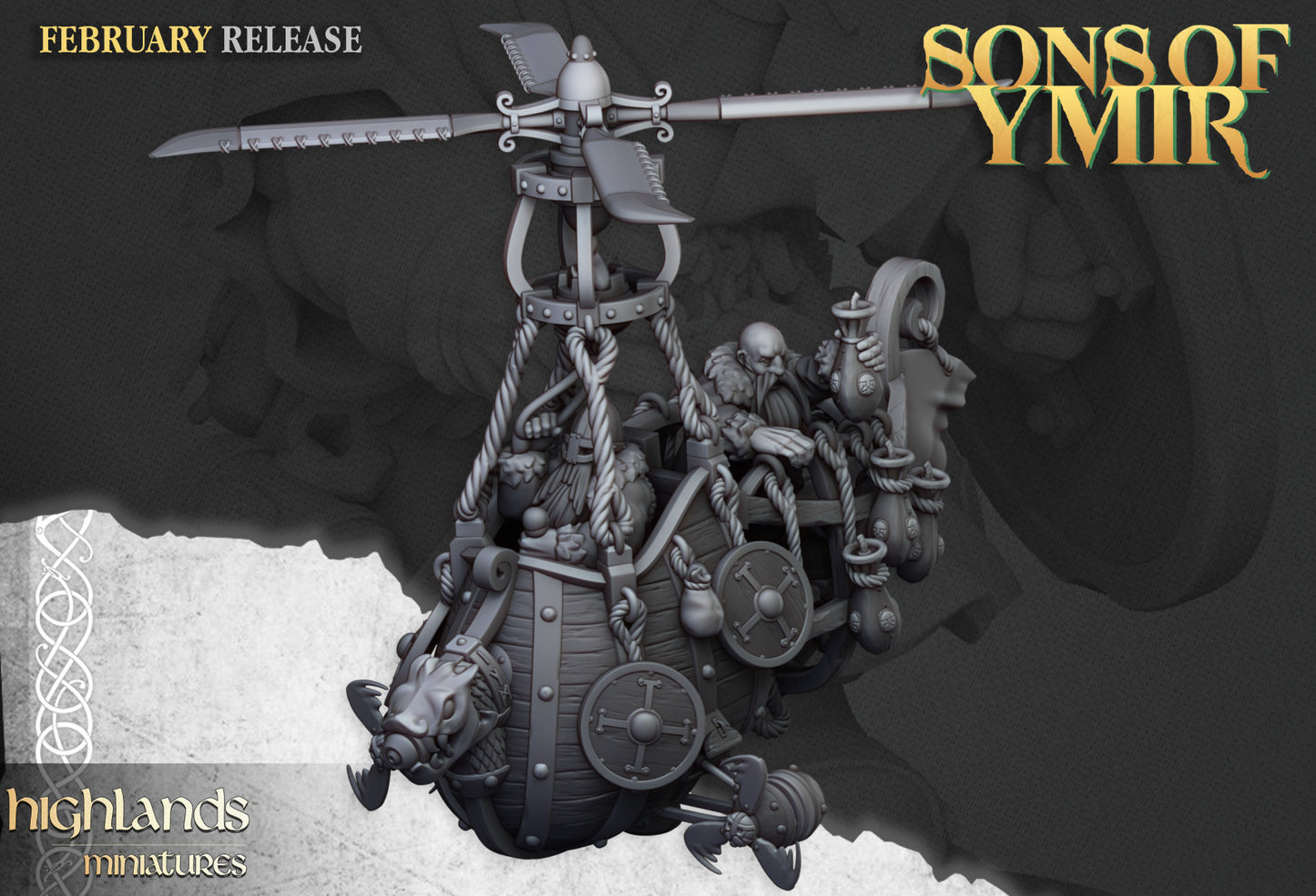 Heavy Dwarf Flying Machine bomber - Highlands Miniatures