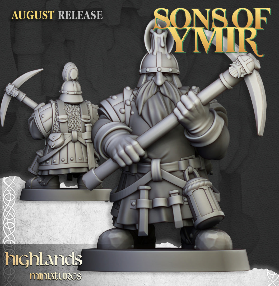 Dwarfs Miners Unit 12x - Highlands Miniatures