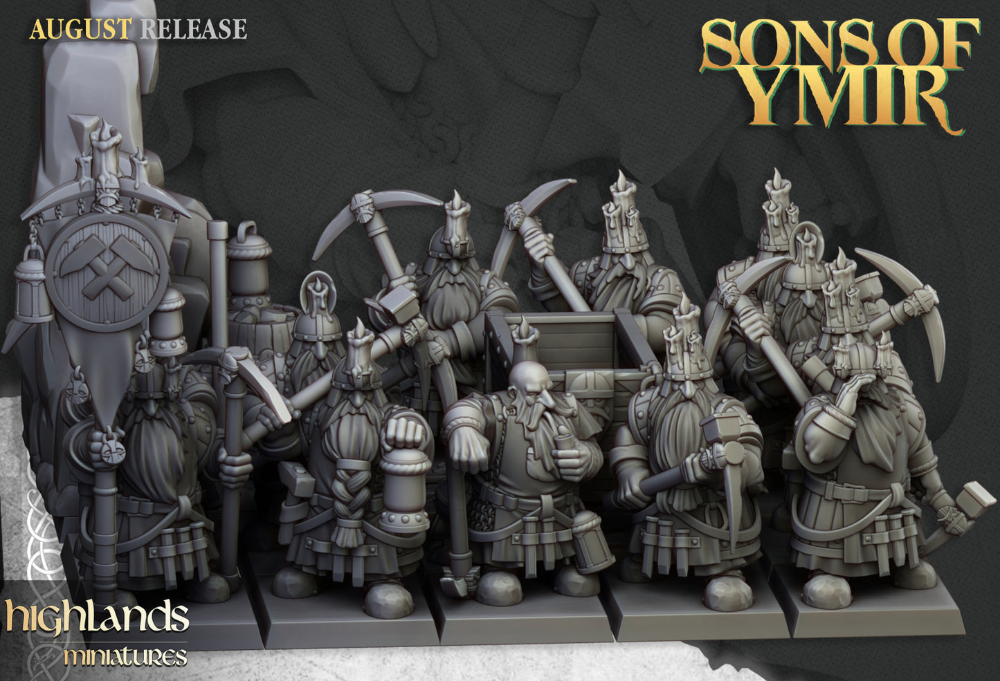 Dwarfs Miners Unit 12x - Highlands Miniatures