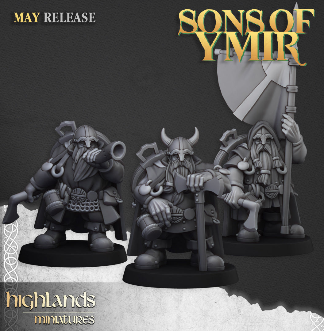 Dwarf Rangers Command Group - Highlands Miniatures