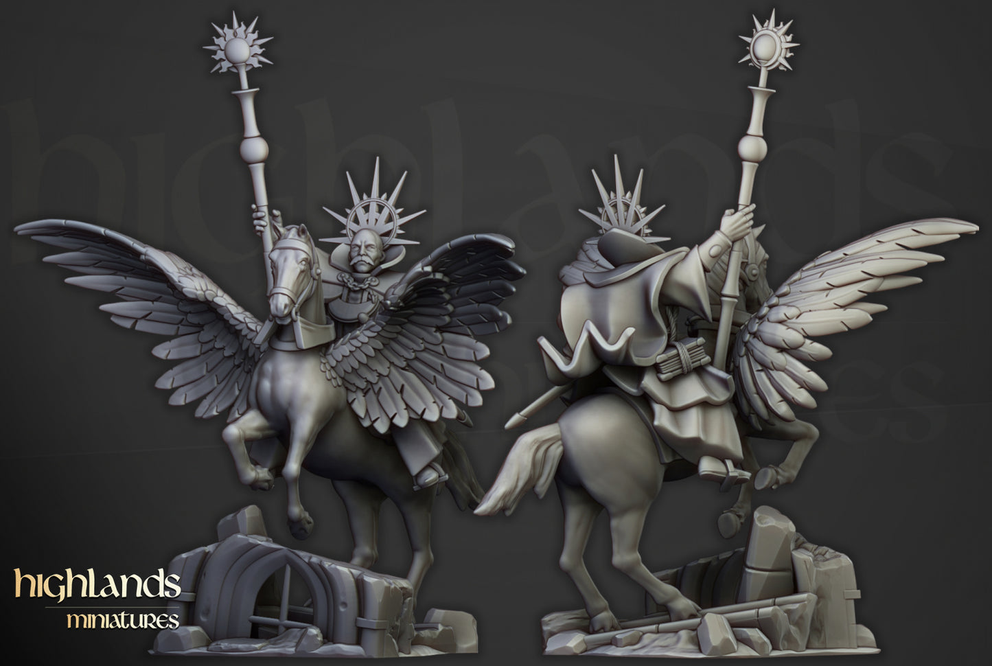 Sunland High Mage of Sunland on Pegasus- Highlands Miniatures