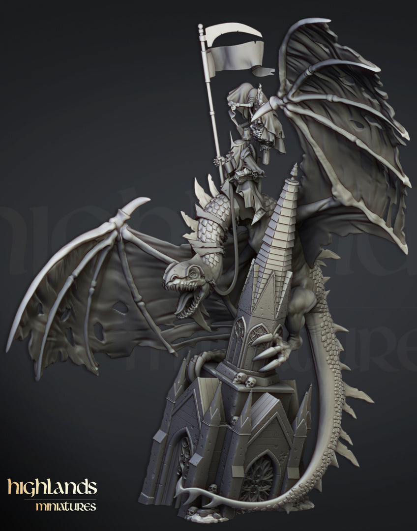 Transilvanya Ezekiel, Lord Necromancer on Flying Monster- Highlands Miniatures