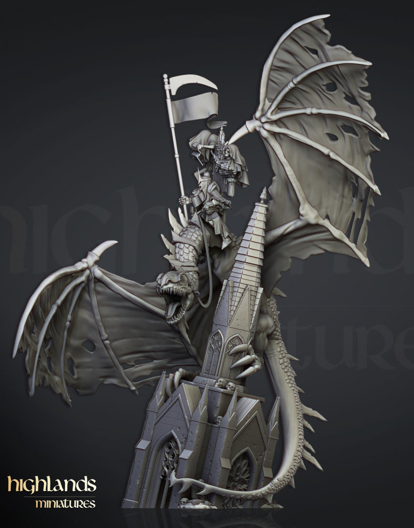 Transilvanya Ezekiel, Lord Necromancer on Flying Monster- Highlands Miniatures