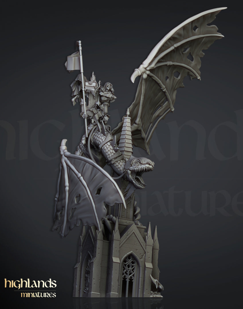 Transilvanya Ezekiel, Lord Necromancer on Flying Monster- Highlands Miniatures