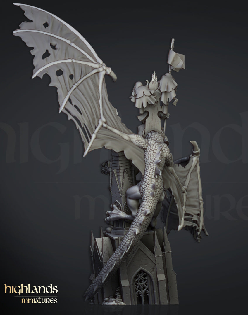 Transilvanya Ezekiel, Lord Necromancer on Flying Monster- Highlands Miniatures