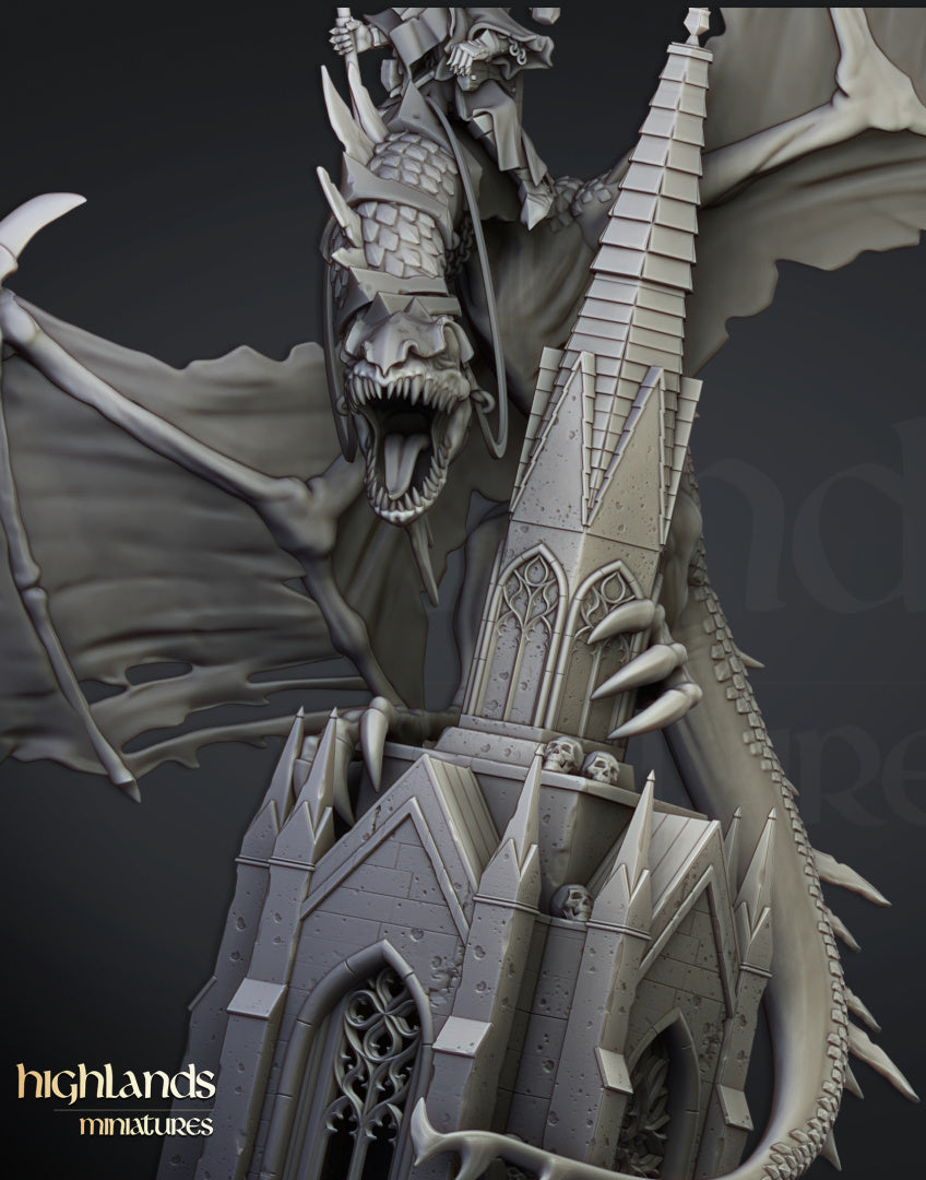 Transilvanya Ezekiel, Lord Necromancer on Flying Monster- Highlands Miniatures