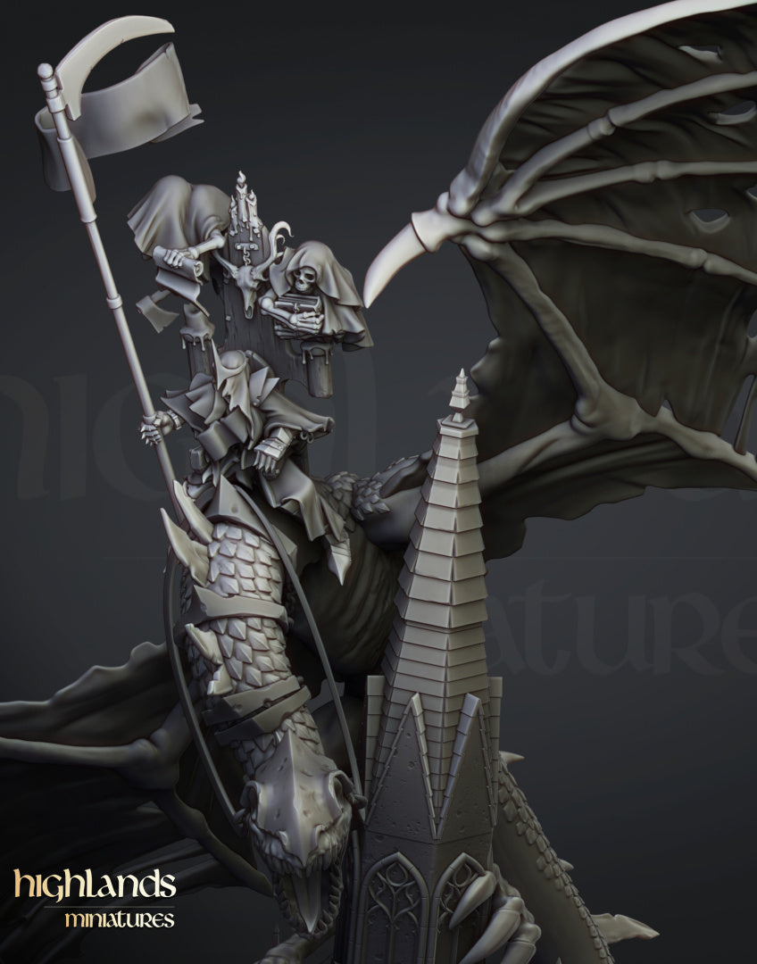 Transilvanya Ezekiel, Lord Necromancer on Flying Monster- Highlands Miniatures