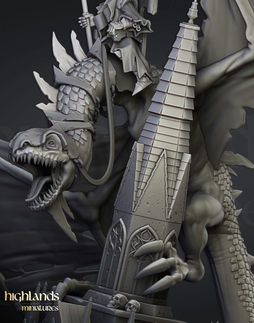 Transilvanya Ezekiel, Lord Necromancer on Flying Monster- Highlands Miniatures