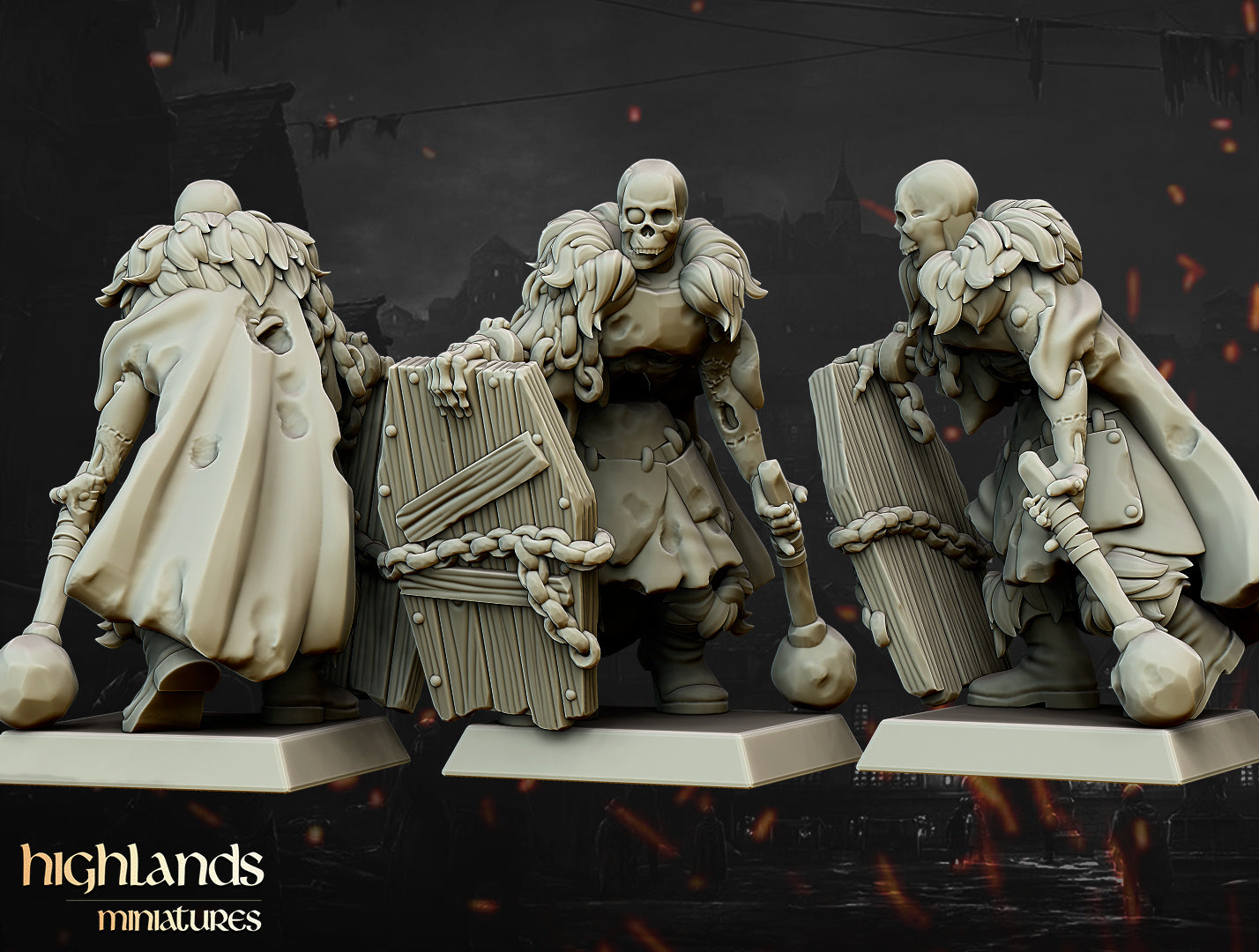 Transilvanya Undead Blackwatch Command Group unit 3x - Highlands Miniatures