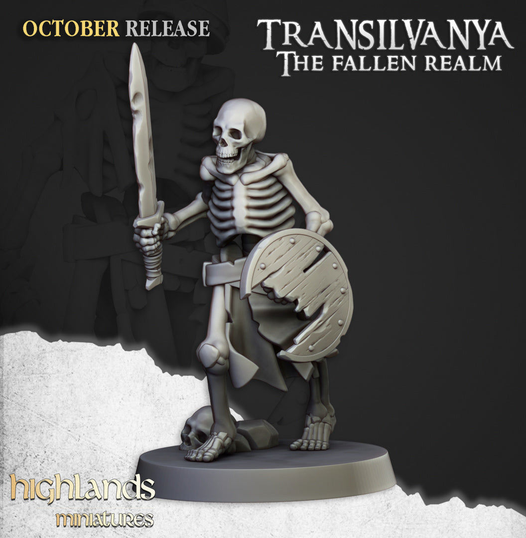 Transilvanya Skeleton Warriors with Swords unit 20x - Highlands Miniatures