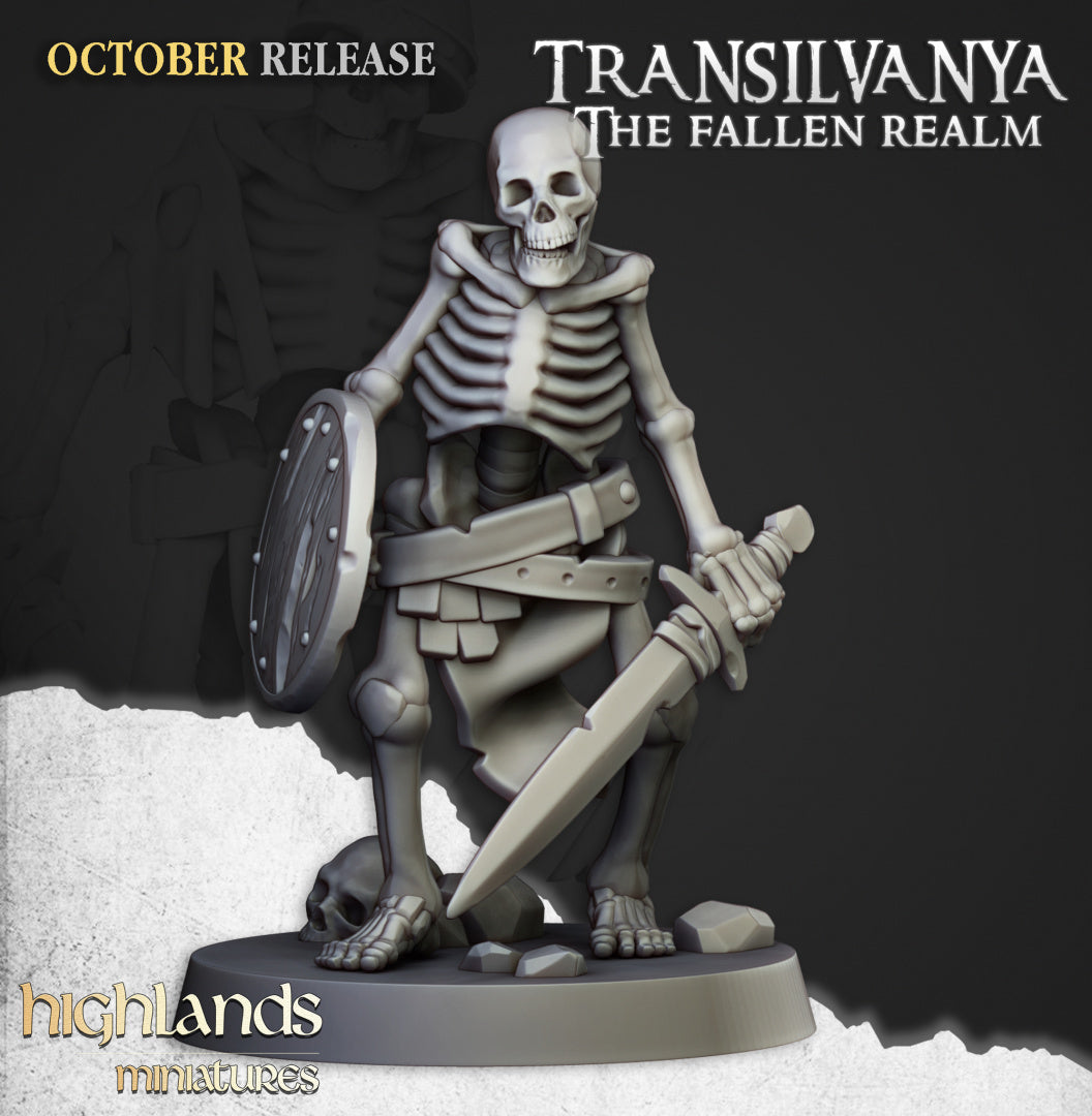 Transilvanya Skeleton Warriors with Swords unit 20x - Highlands Miniatures