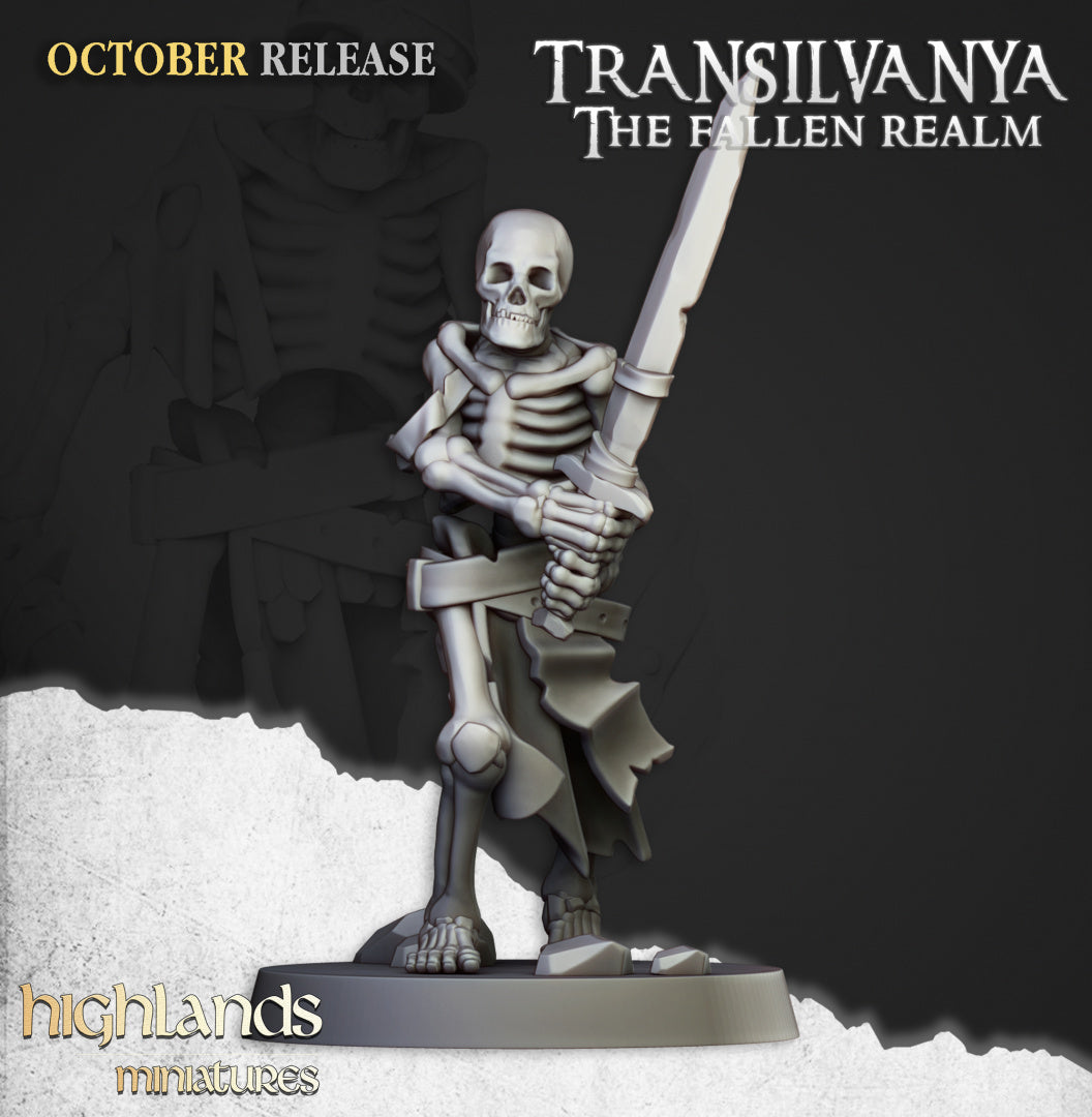 Transilvanya Skeleton Warriors with Swords unit 20x - Highlands Miniatures