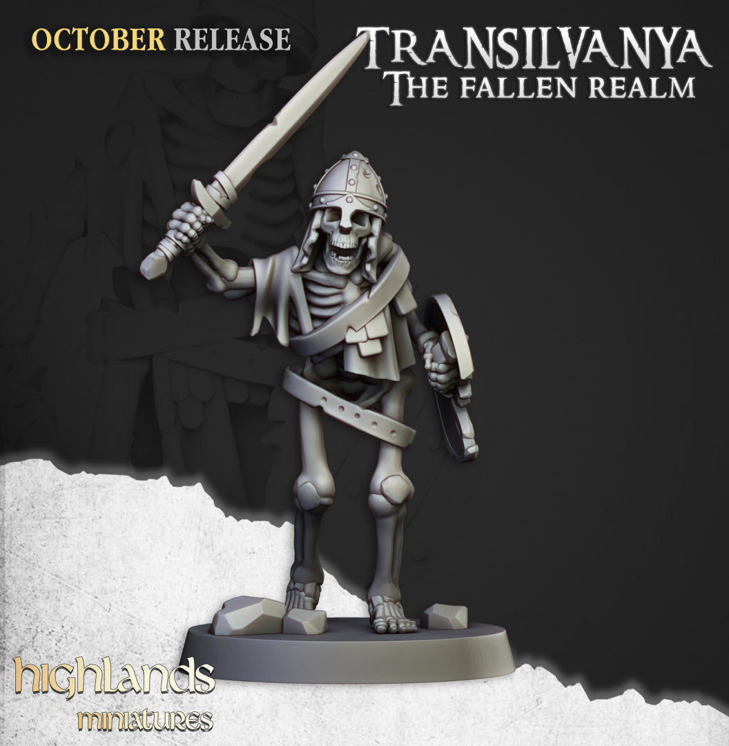Transilvanya Skeleton Warriors with Swords unit 20x - Highlands Miniatures