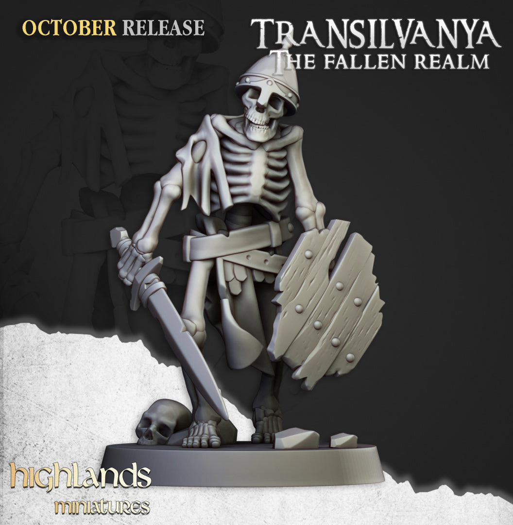 Transilvanya Skeleton Warriors with Swords unit 20x - Highlands Miniatures