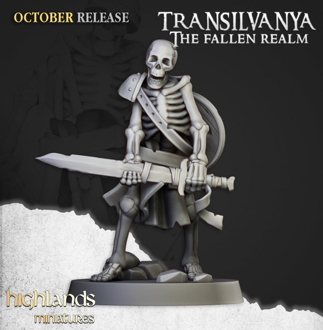 Transilvanya Skeleton Warriors with Swords unit 20x - Highlands Miniatures