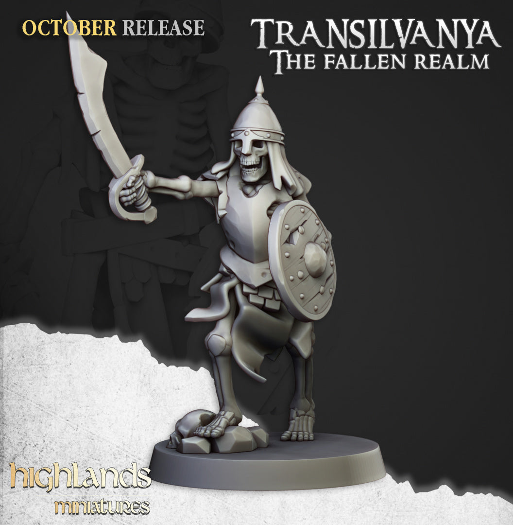 Transilvanya Skeleton Warriors with Swords unit 20x - Highlands Miniatures