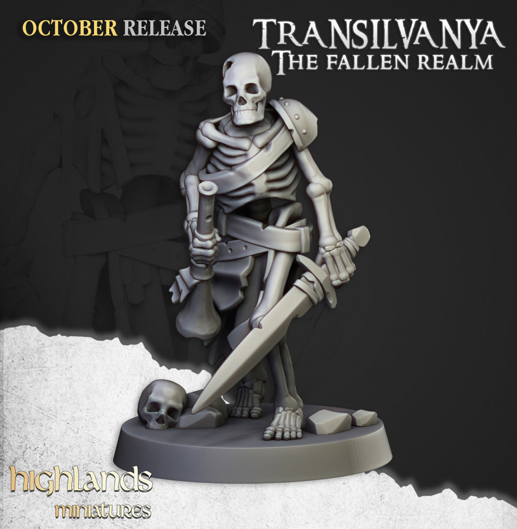 Transilvanya Skeleton Warriors with Swords unit 20x - Highlands Miniatures