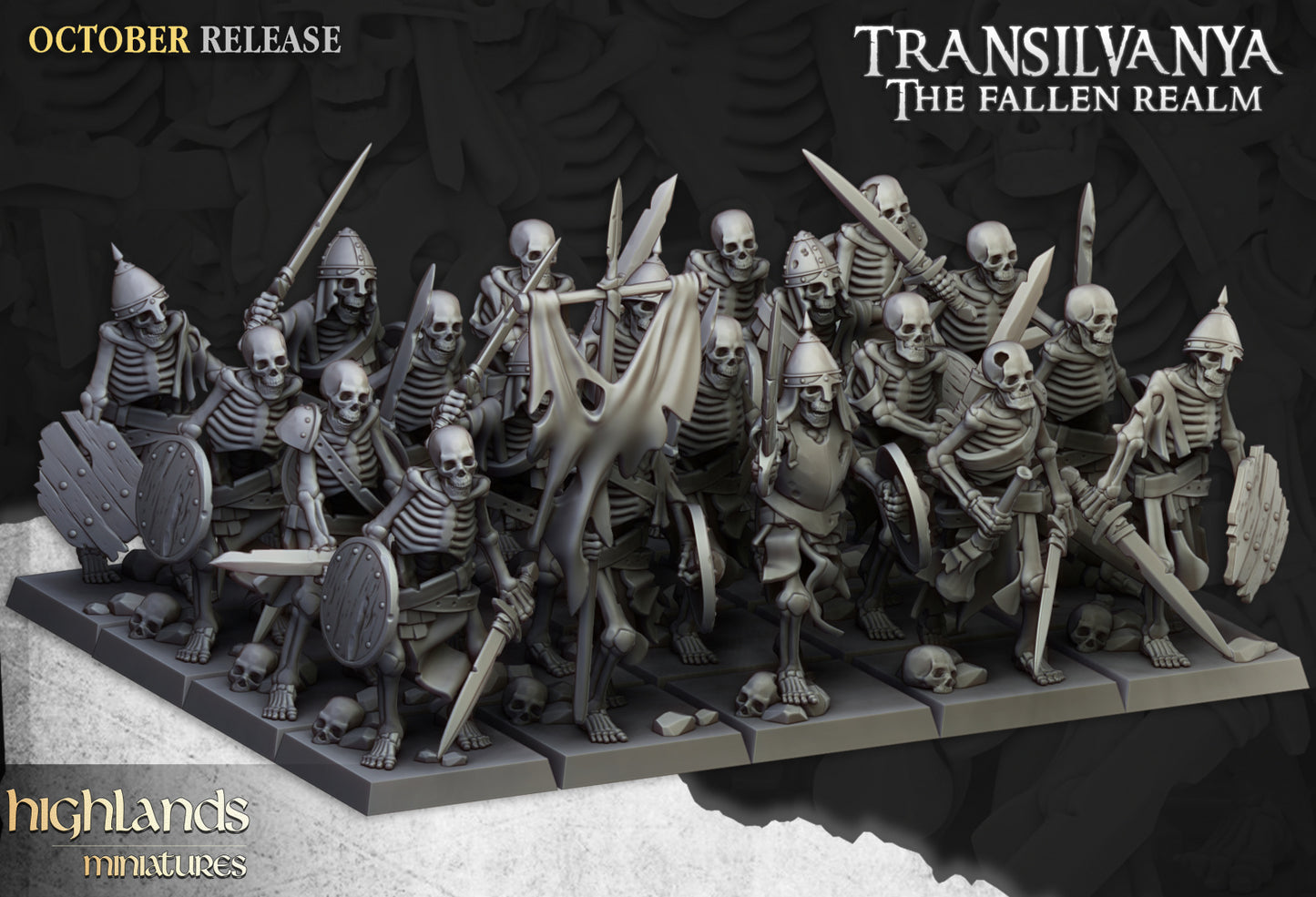 Transilvanya Skeleton Warriors with Swords unit 20x - Highlands Miniatures