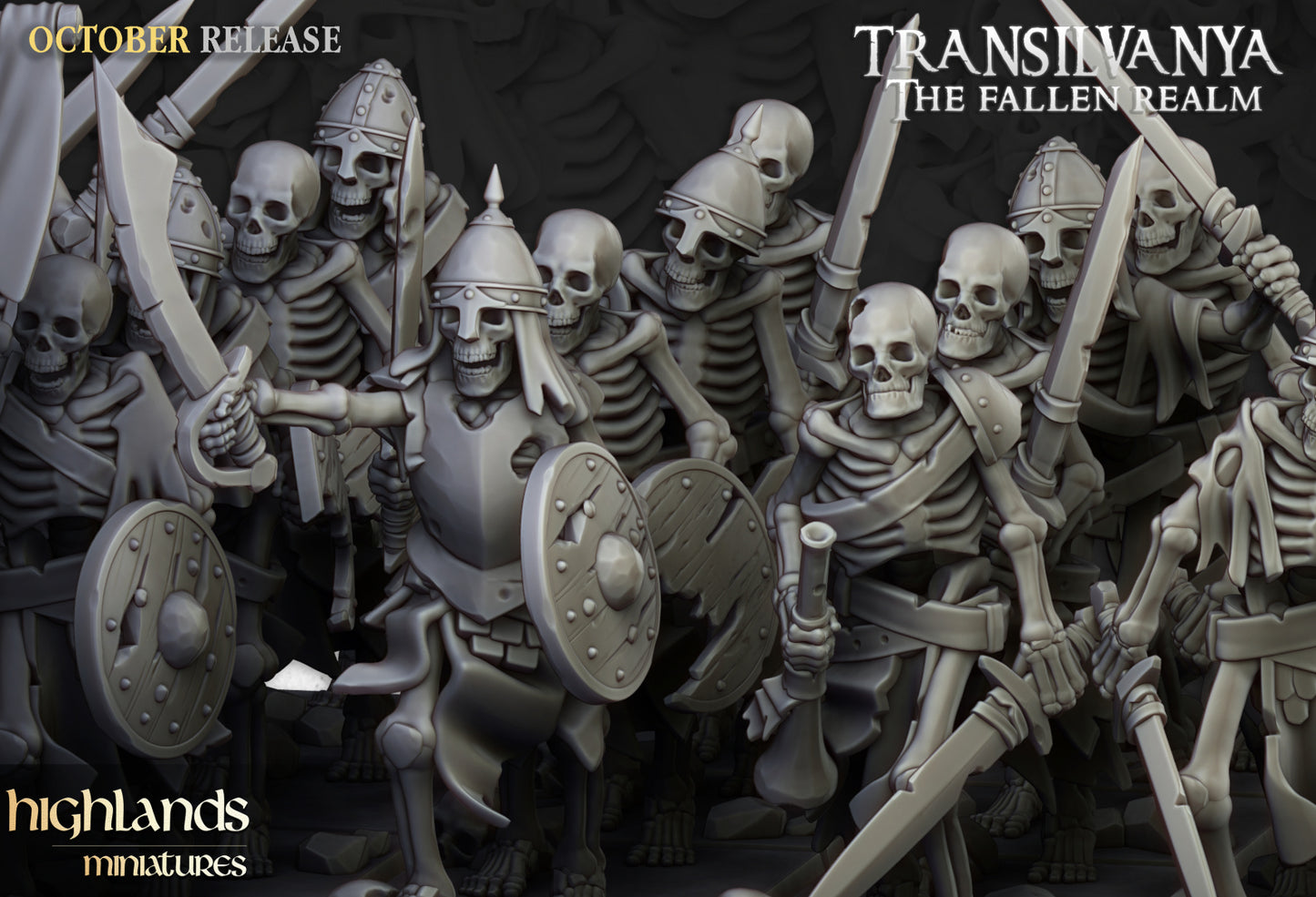 Transilvanya Skeleton Warriors with Swords unit 20x - Highlands Miniatures