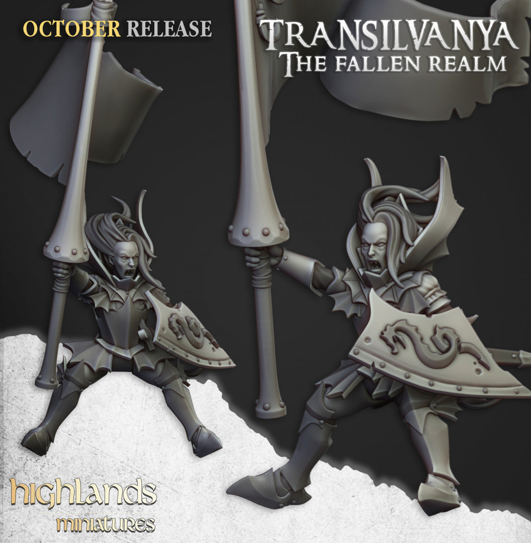 Transilvanya Vampire Lady on Zombie Dragon - Highlands Miniatures