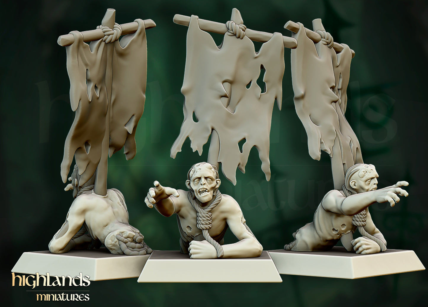 Transilvanya Zombie Command Group 3x - Highlands Miniatures
