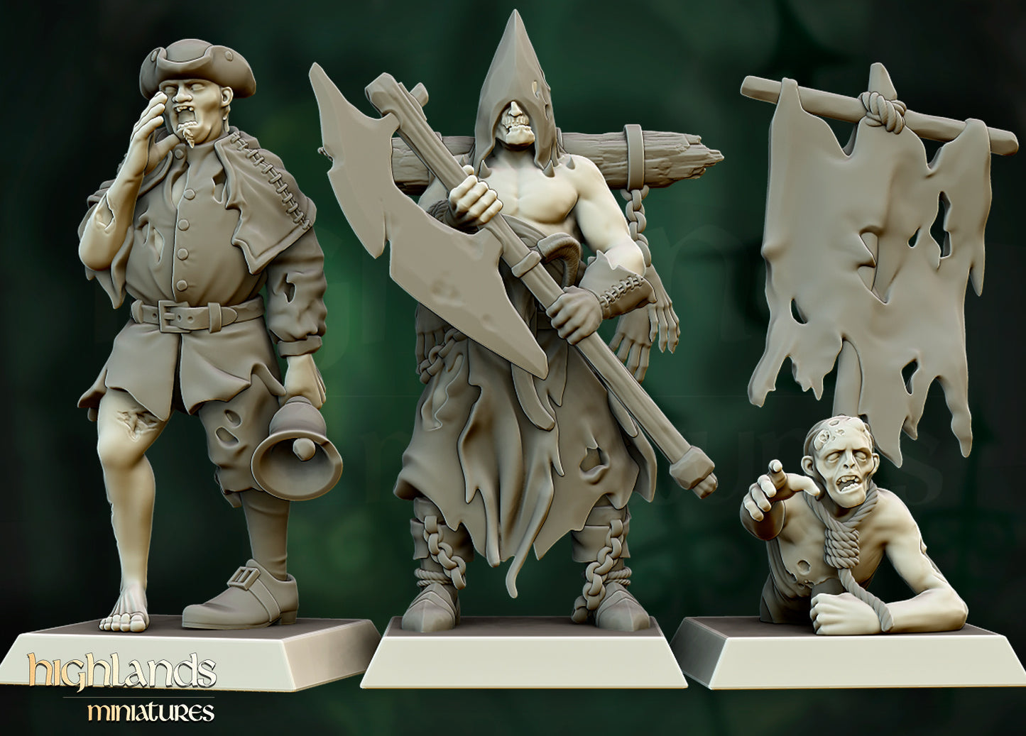 Transilvanya Zombie Command Group 3x - Highlands Miniatures