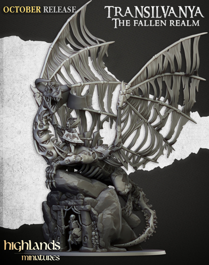 Transilvanya Vampire Lady on Zombie Dragon - Highlands Miniatures