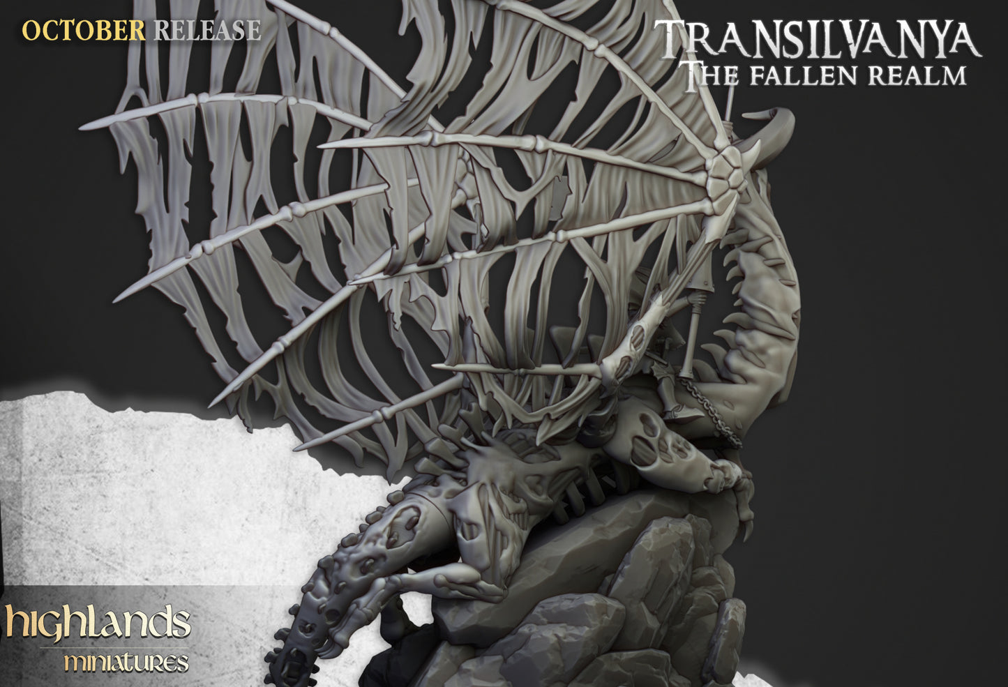 Transilvanya Vampire Lady on Zombie Dragon - Highlands Miniatures