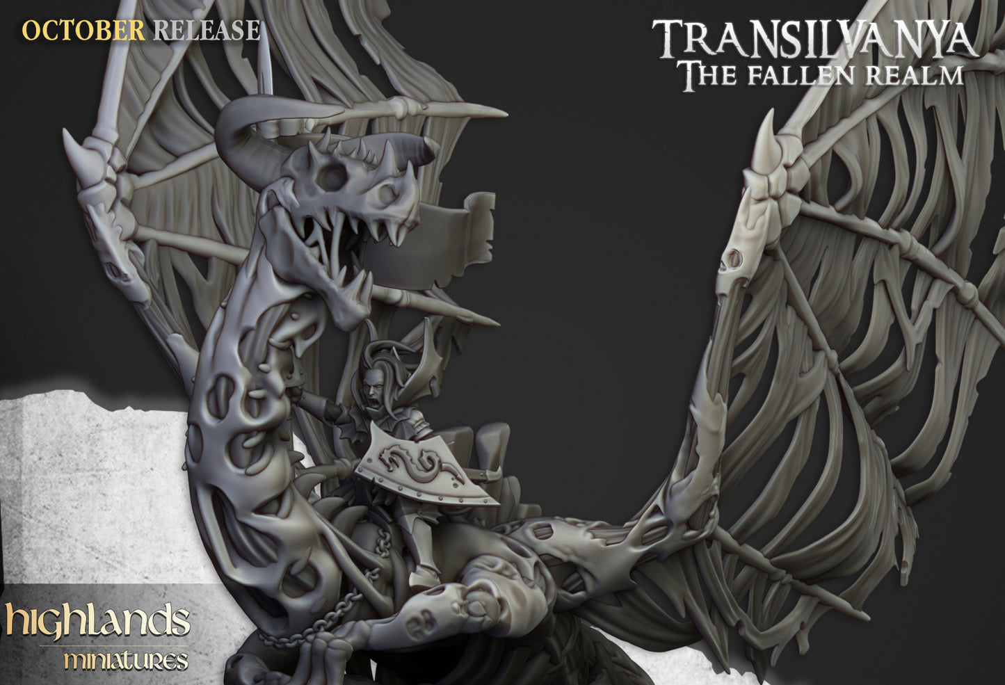 Transilvanya Vampire Lady on Zombie Dragon - Highlands Miniatures