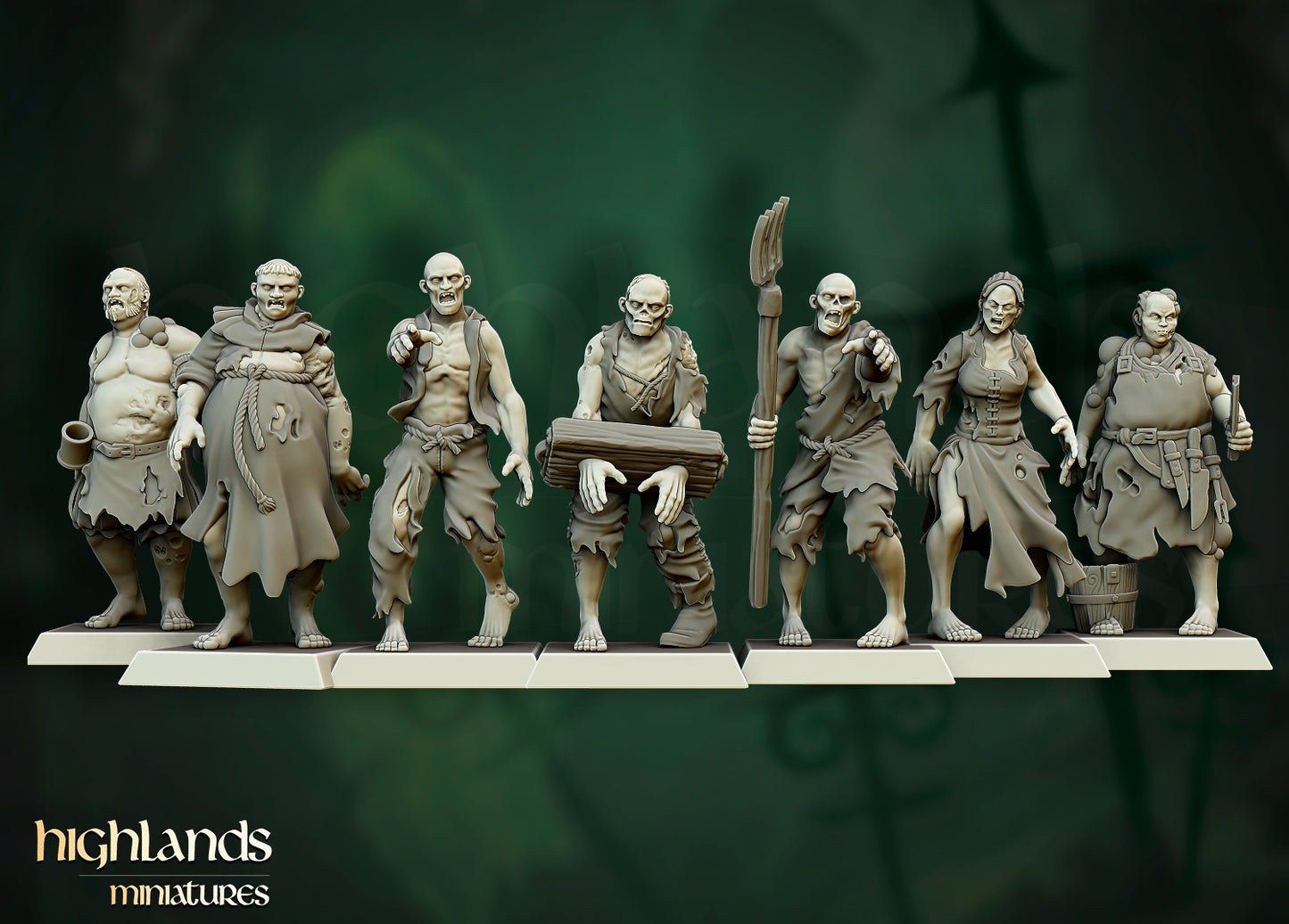 Transilvanya Zombie Villagers 8x - Highlands Miniatures