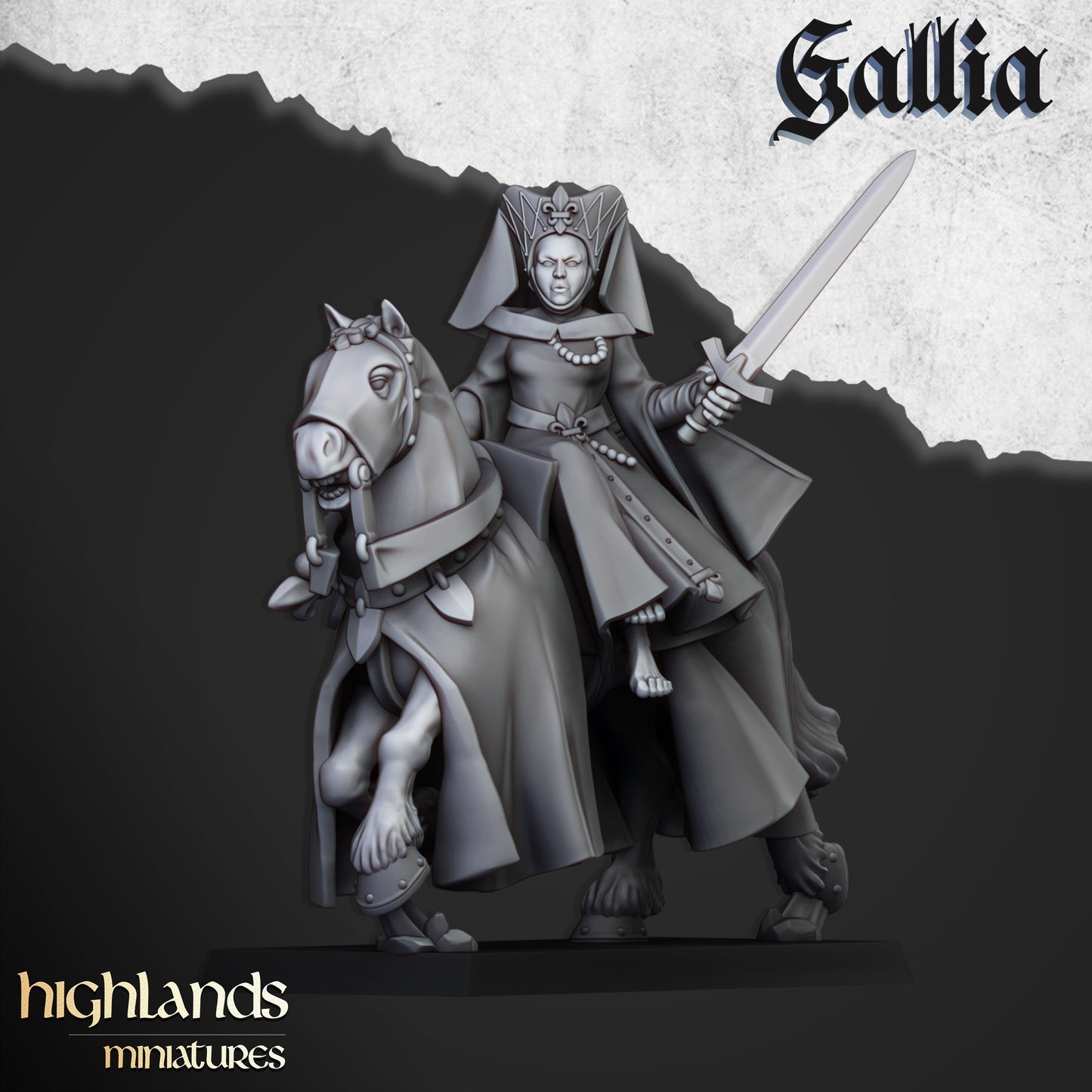 Damsel of Gallia on horse - Highlands Miniatures