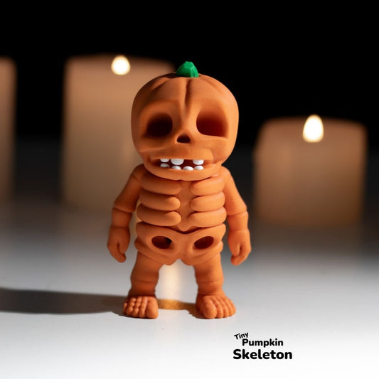 Tiny Pumpkin Skeleton fidget Keychain - Tiny Lowlanders
