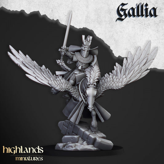 Gallia Knigths on Pegasus command group  3x  - Highlands Miniatures