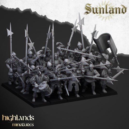 Sunland Troops with Halberds and Spears 20x - Highlands Miniatures