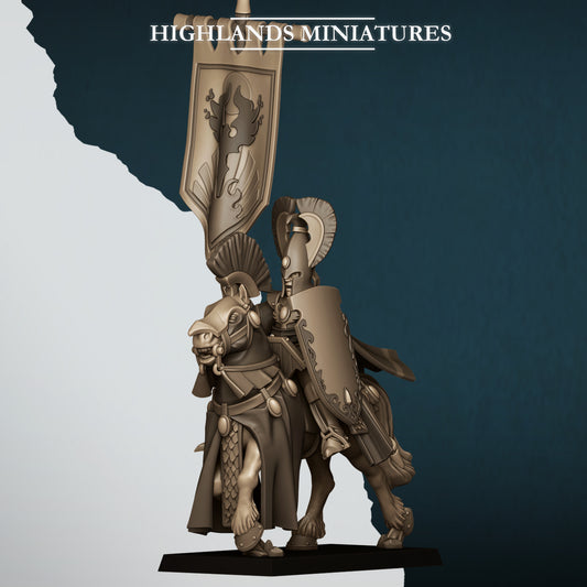 Aegean Elf with Banner on horse - Highlands Miniatures