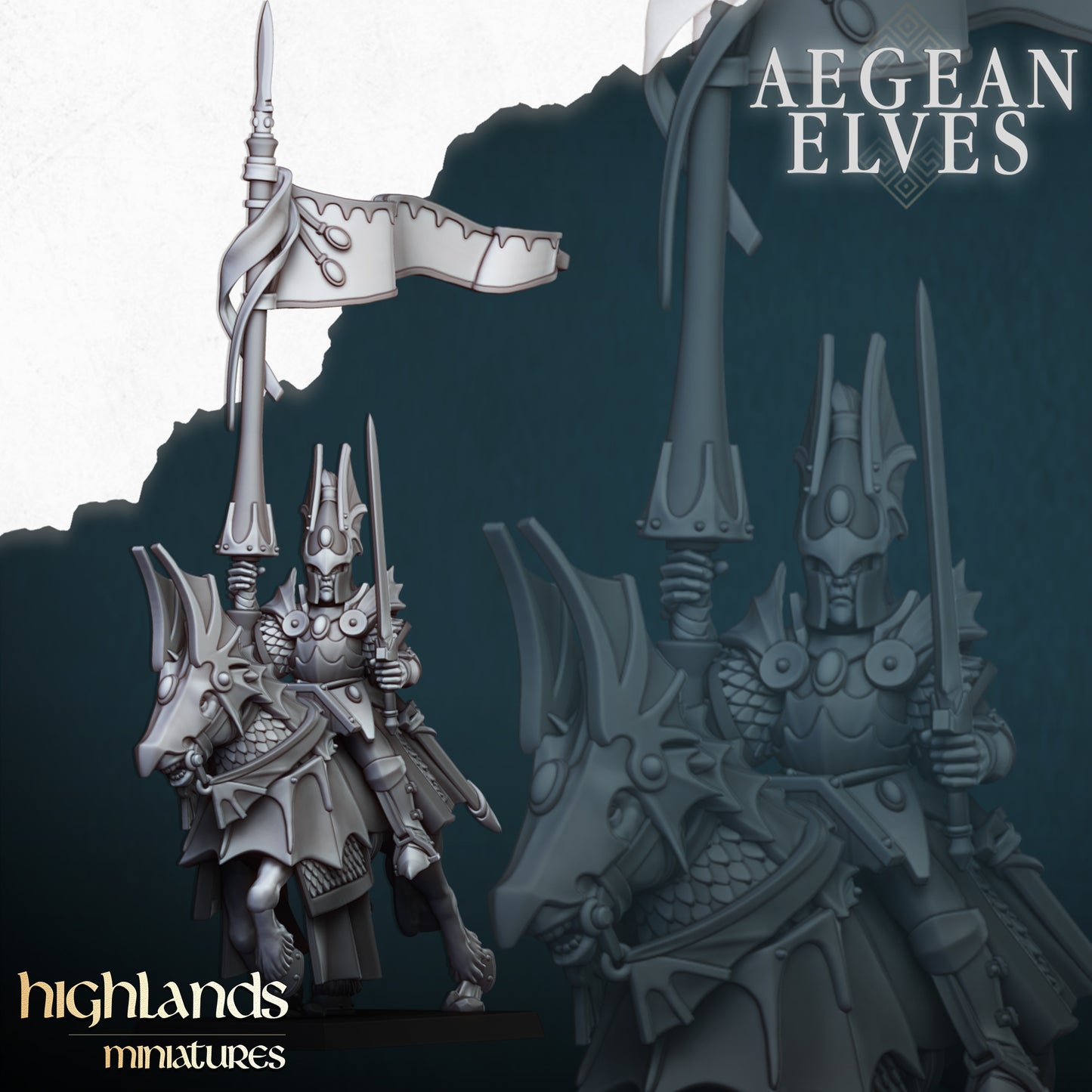 Aegean Elves Mounted Dragons 8x  - Highlands Miniatures