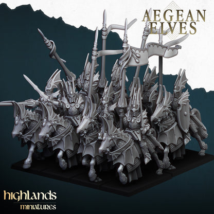 Aegean Elves Mounted Dragons 8x  - Highlands Miniatures