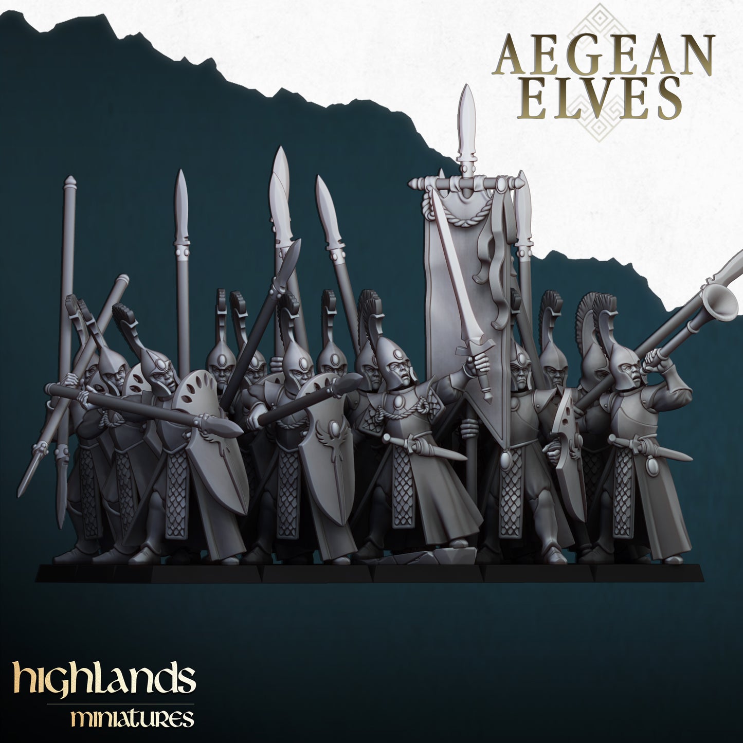 Aegean Elves Spearmen 15x- Highlands Miniatures
