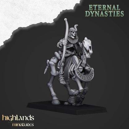 Ancient Skeletal Cavalry with Bows 8x - Highlands Miniatures
