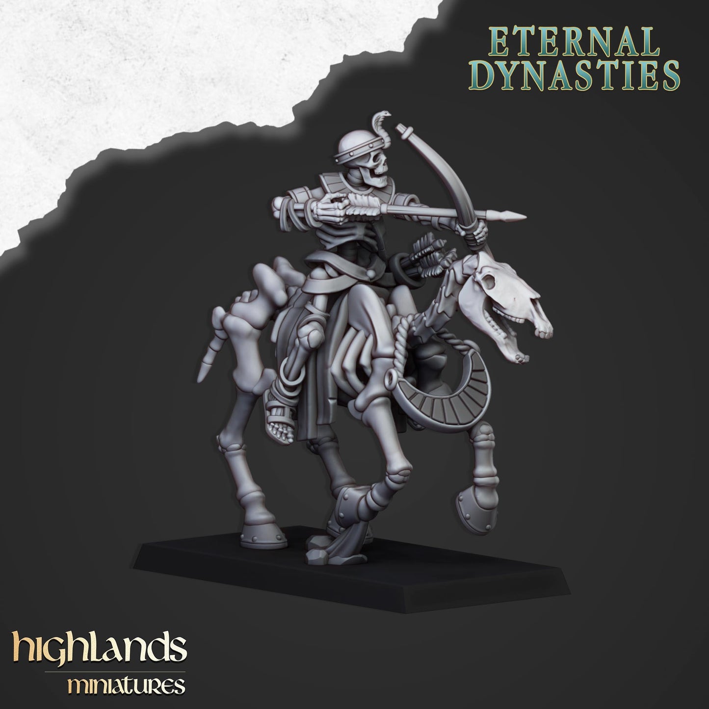 Ancient Skeletal Cavalry with Bows 8x - Highlands Miniatures
