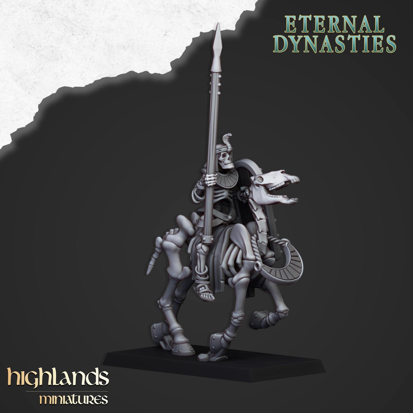 Ancient Skeletal Cavalry with Spears 8x - Highlands Miniatures