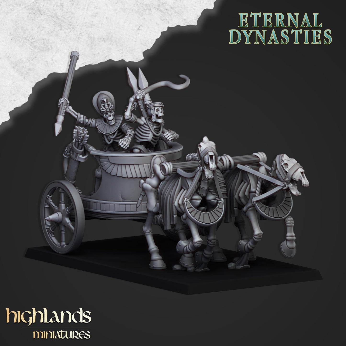 Ancient Skeletal Chariots 3x - Highlands Miniatures