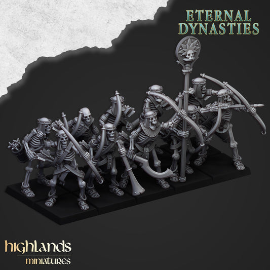 Ancient Skeleton with bows 10x- Highlands Miniatures