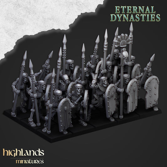 Ancient Skeleton with spears unit 15x- Highlands Miniatures